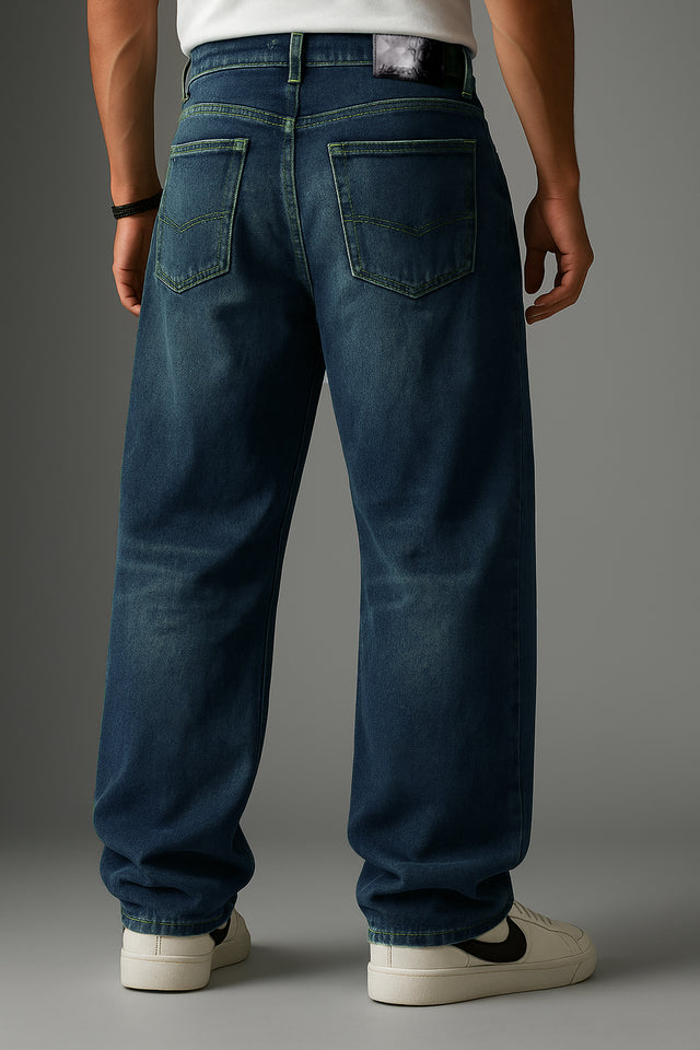 Denim: Dark Green Shade (Baggy Fit)