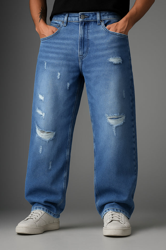 Denim: Blue Raze Distress (Baggy Fit)