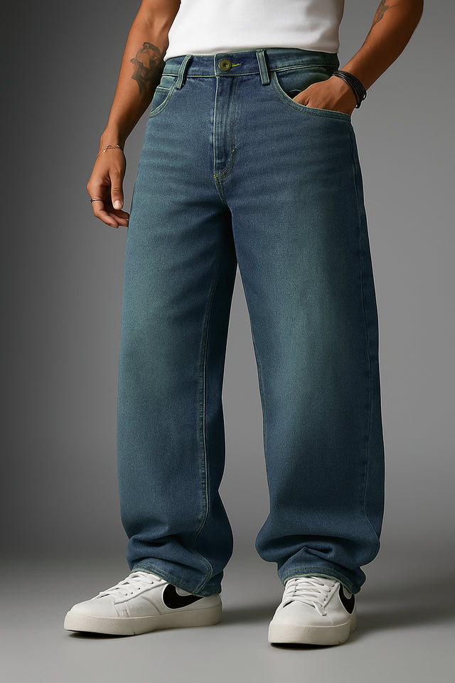 Denim: Light Green Shade (Baggy Fit)